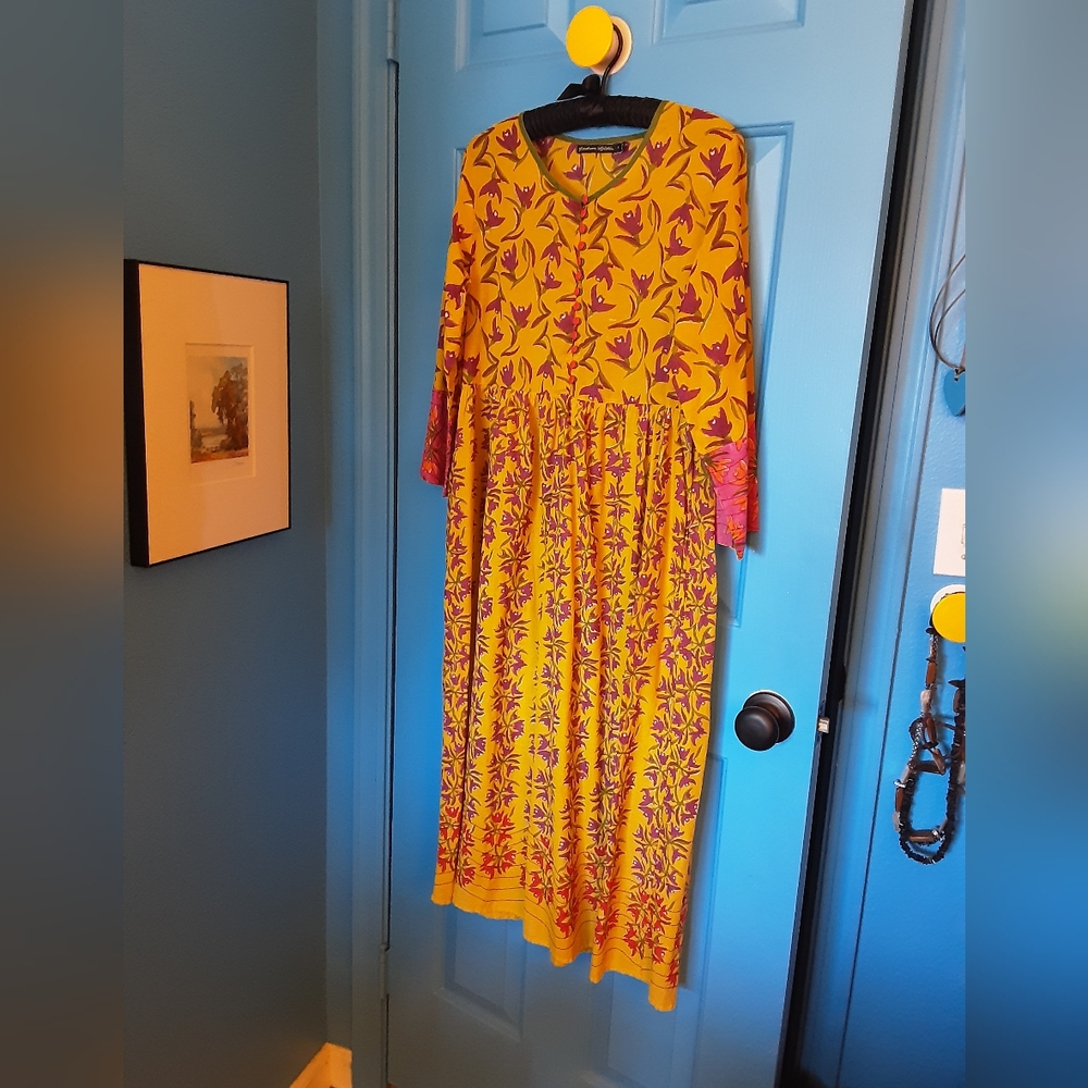 Gudrun Sjoden Voile Midi Dress Yellow and Orange